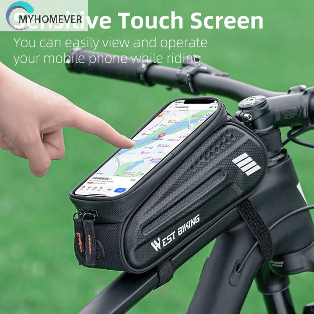 Túi Đựng Đồ Gắn Khung Xe Đạp Chống Nước Có Lỗ Tai Nghe 1.5L