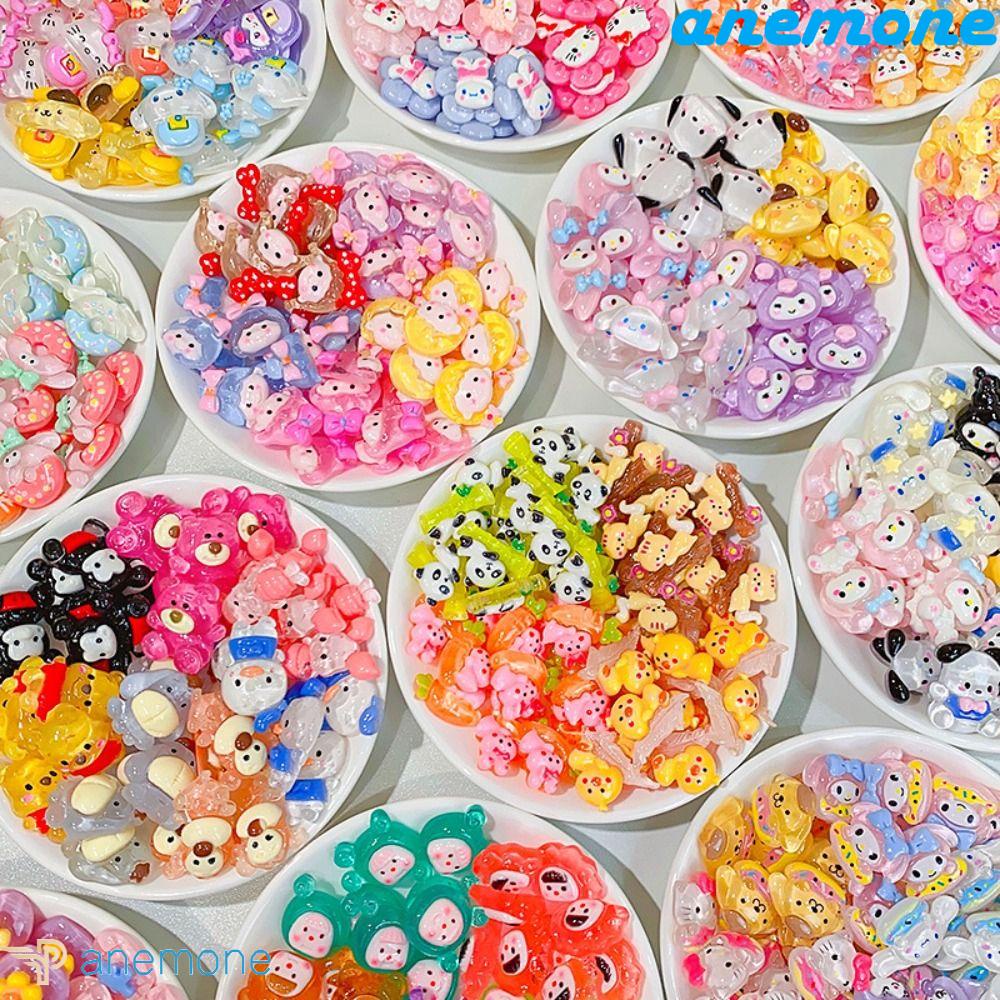 ANEMONE Vật Liệu Resin Diy Mini Hình Cinnamoroll Goo My Melody Kuromi Dán Trang Trí Điện Thoại Cho Bé