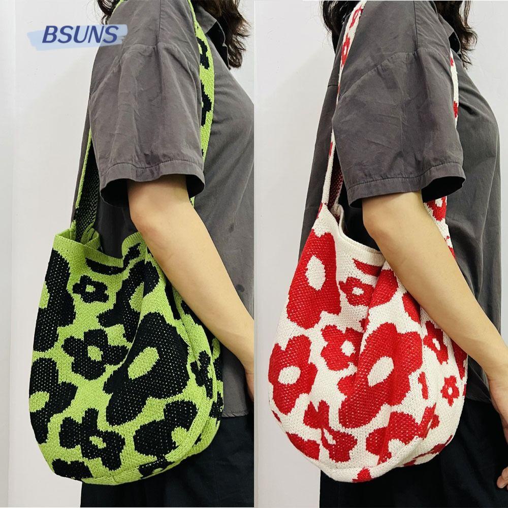 BSUNS Túi Vải Jacquard Đeo Vai Họa Tiết Hoa Thời Trang