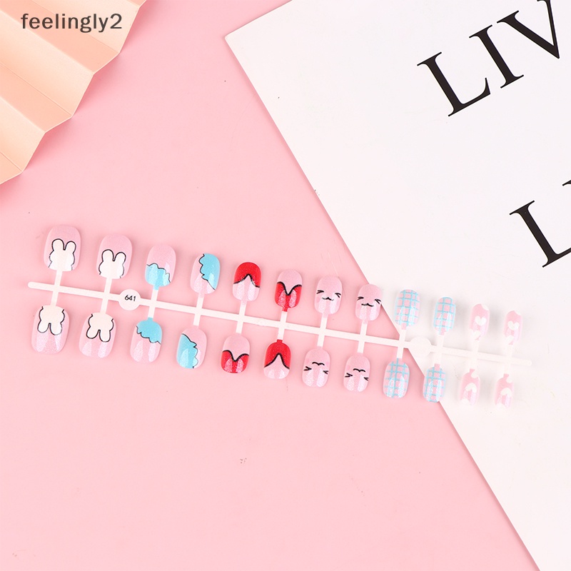 [Hàng Có Sẵn] Móng Tay Giả Dạng Nhấn Họa Tiết Hoạt Hình Đặc Biệt Cho Trẻ Em (F)