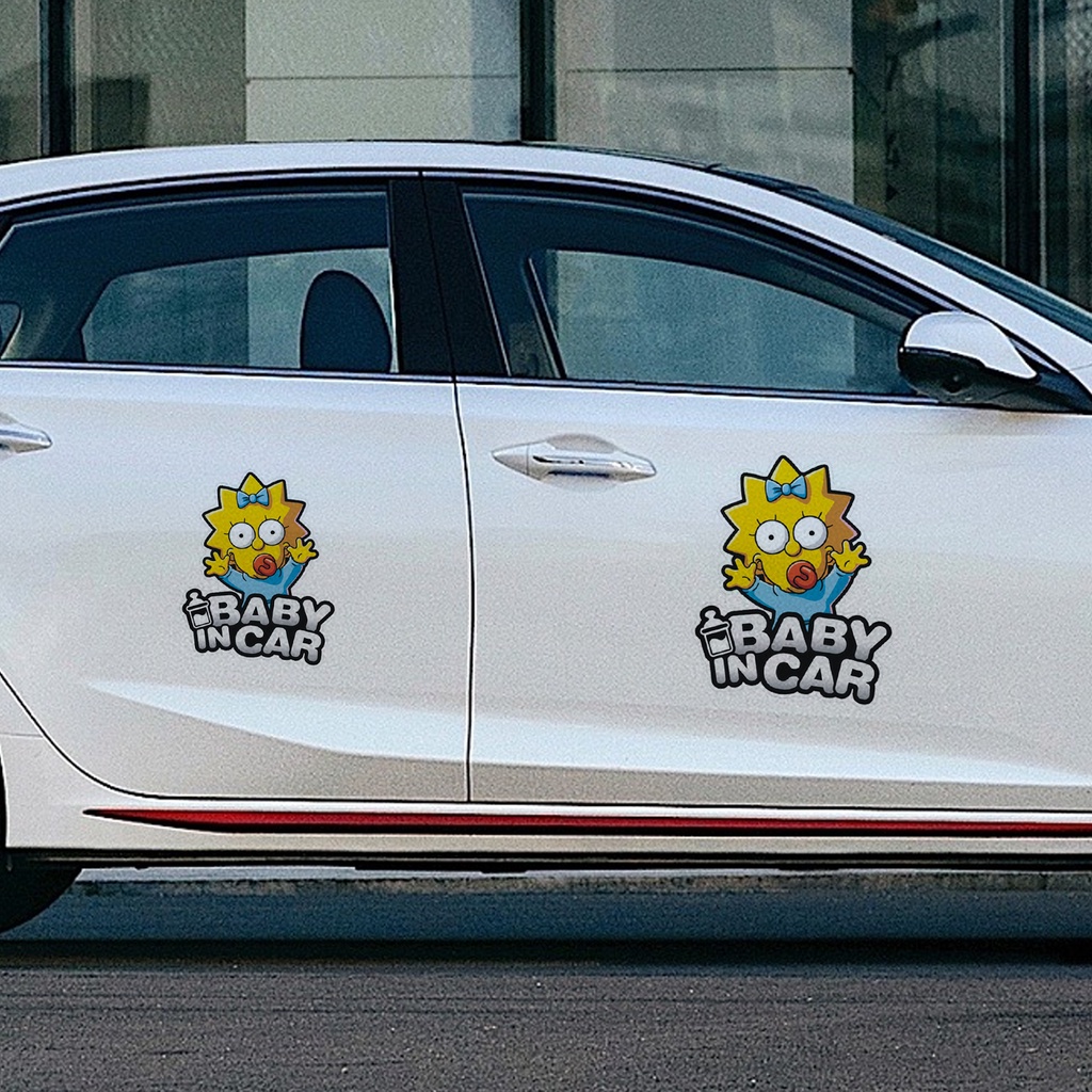 (Bất Ngờ) Đề Can Dán Xe Hơi Tự Dính Phản Quang Chống Thấm Nước Thân Thiện Với Môi Trường Hình Hoạt Hình Baby in Car