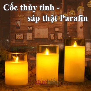 Nến cốc điện tử sáp thật thủy tinh siêu lung linh trang trí decor resort, party