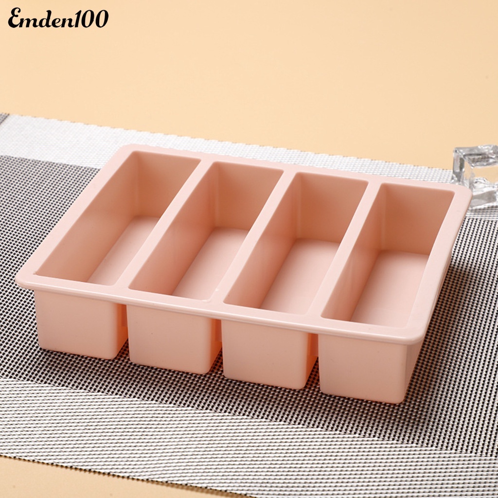Khay Silicone Làm Đá 4 Ngăn Đa Năng Không Dính Tiện Dụng