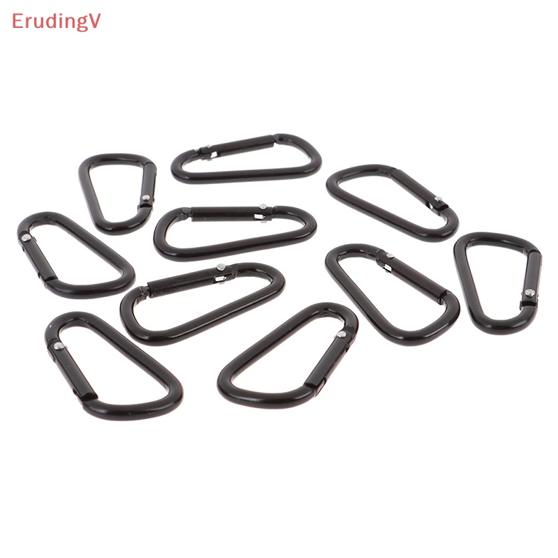 Set 10 Móc Khóa Carabiner Bằng Hợp Kim Nhôm Hình Chữ D Màu Đen