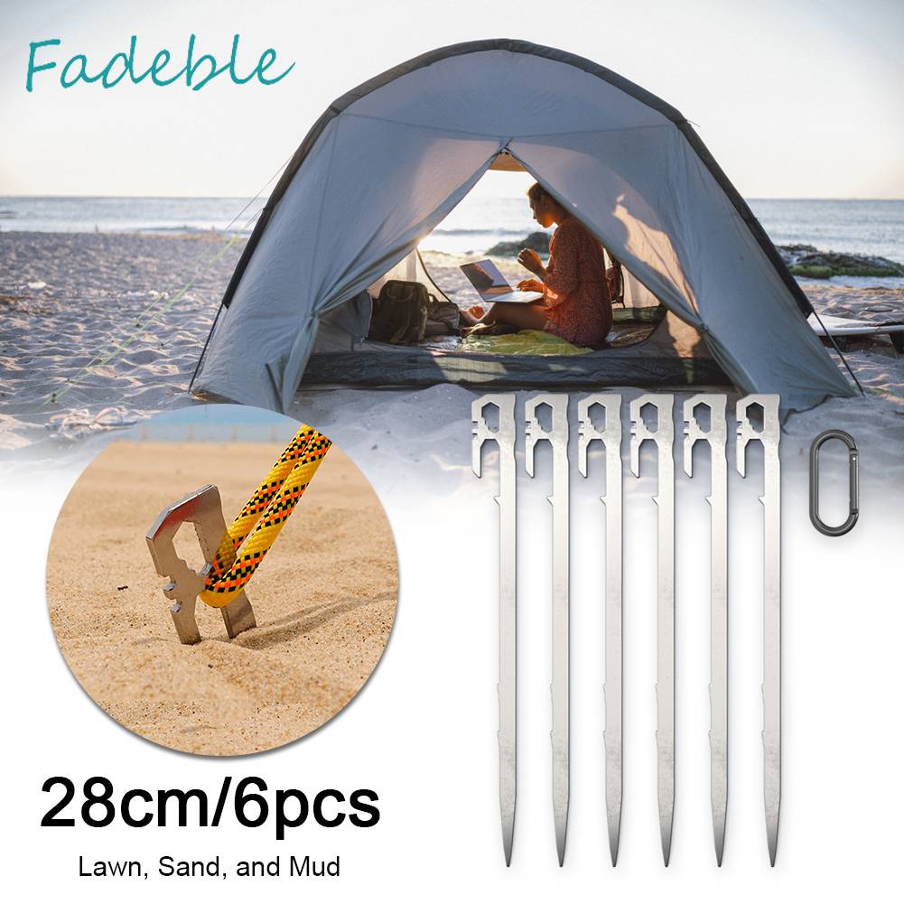 Set 6 Cọc Dựng Lều Bằng Thép Không Gỉ 28cm
