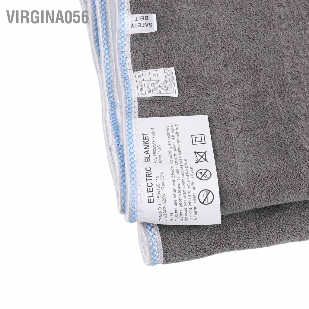Virgina056 Chăn Sưởi Điện 2 Cấp Độ Ấm Đều 1.8x1.5m Phích Cắm Châu Âu 220V Cho Ngủ Tại Nhà