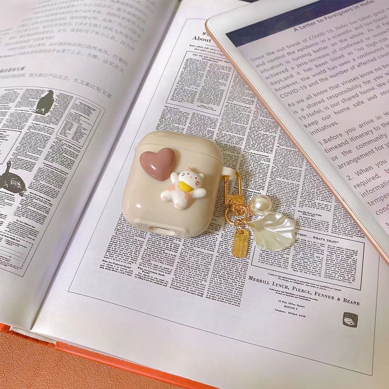 Vỏ Bảo Vệ Hộp Sạc Tai Nghe Bluetooth Airpods 1 2 3 PRO PRO2 Bằng TPU Mềm Bóng Màu Trơn Hình Mèo / Mơ 3D Dễ Thương