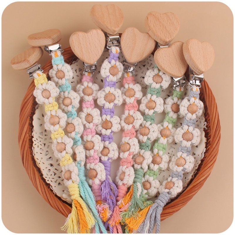 Dây Đeo Núm Vú Giả Bện Bằng Cotton Họa Tiết Hoa Handmade Xinh Xắn