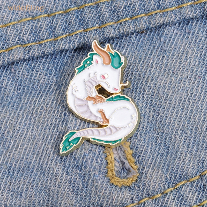 Trâm Cài Áo Hình Rồng Hoạt Hình Tráng Men Màu Trắng Dành Cho Nữ