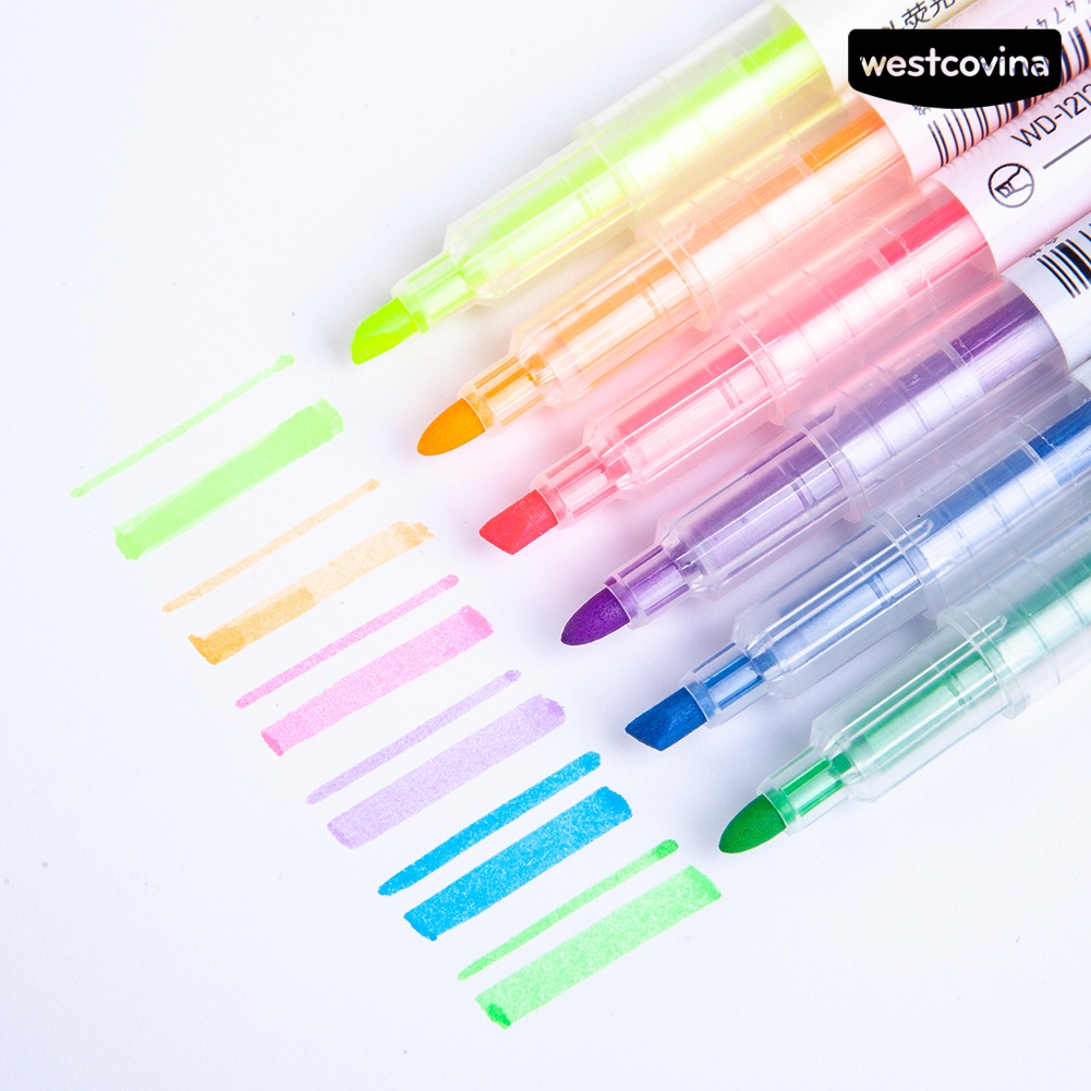 [WSTN] [WSTN]✎Bút Đánh Dấu Hai Đầu 6 Màu Dạ Quang