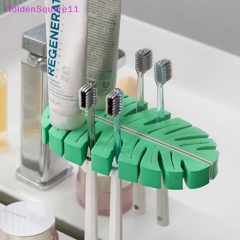 Giá Đỡ Cọ Trang Điểm Màu Vàng Kèm 6 Nhánh Gắn Tường Tự Dính Tiện Lợi