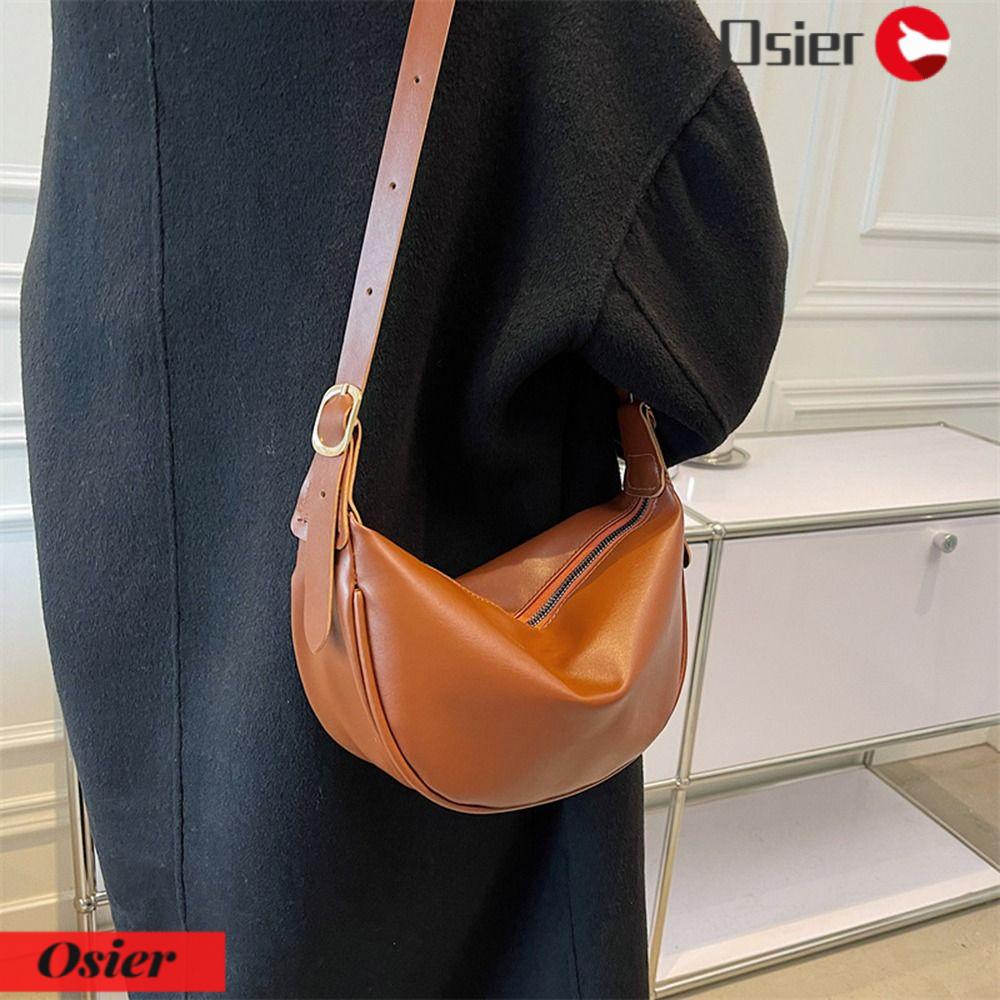 OSIER1 Túi Đeo Chéo Da PU Màu Trơn Cỡ Lớn Phong Cách Boho Thời Trang Cho Nữ