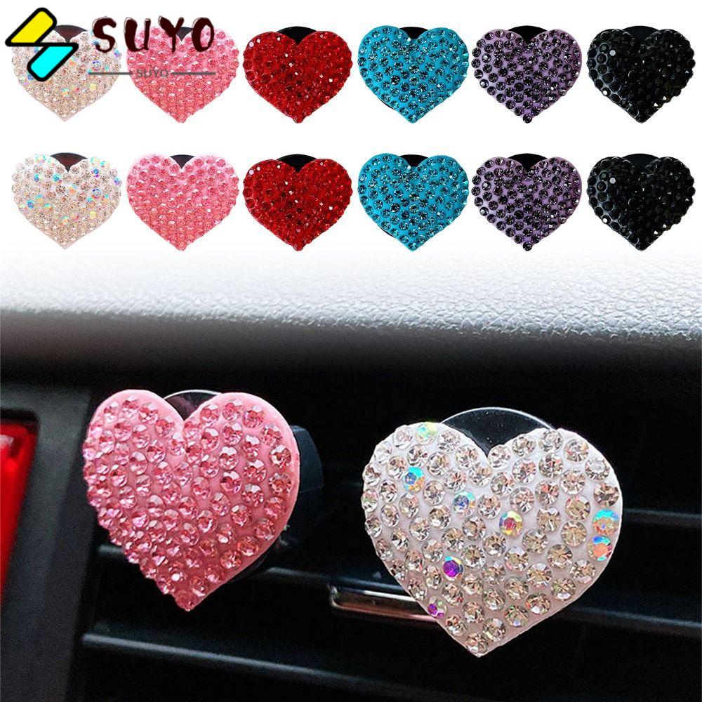 SUYO Set 4 Kẹp Khuếch Tán Nước Hoa Gắn Lỗ Thông Gió Xe Hơi Hình Trái Tim Bằng Nhựa Sáng Tạo