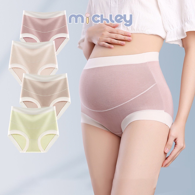 Quần lót MICHLEY cotton không đường may kháng khuẩn cạp cao cho phụ nữ mang thai