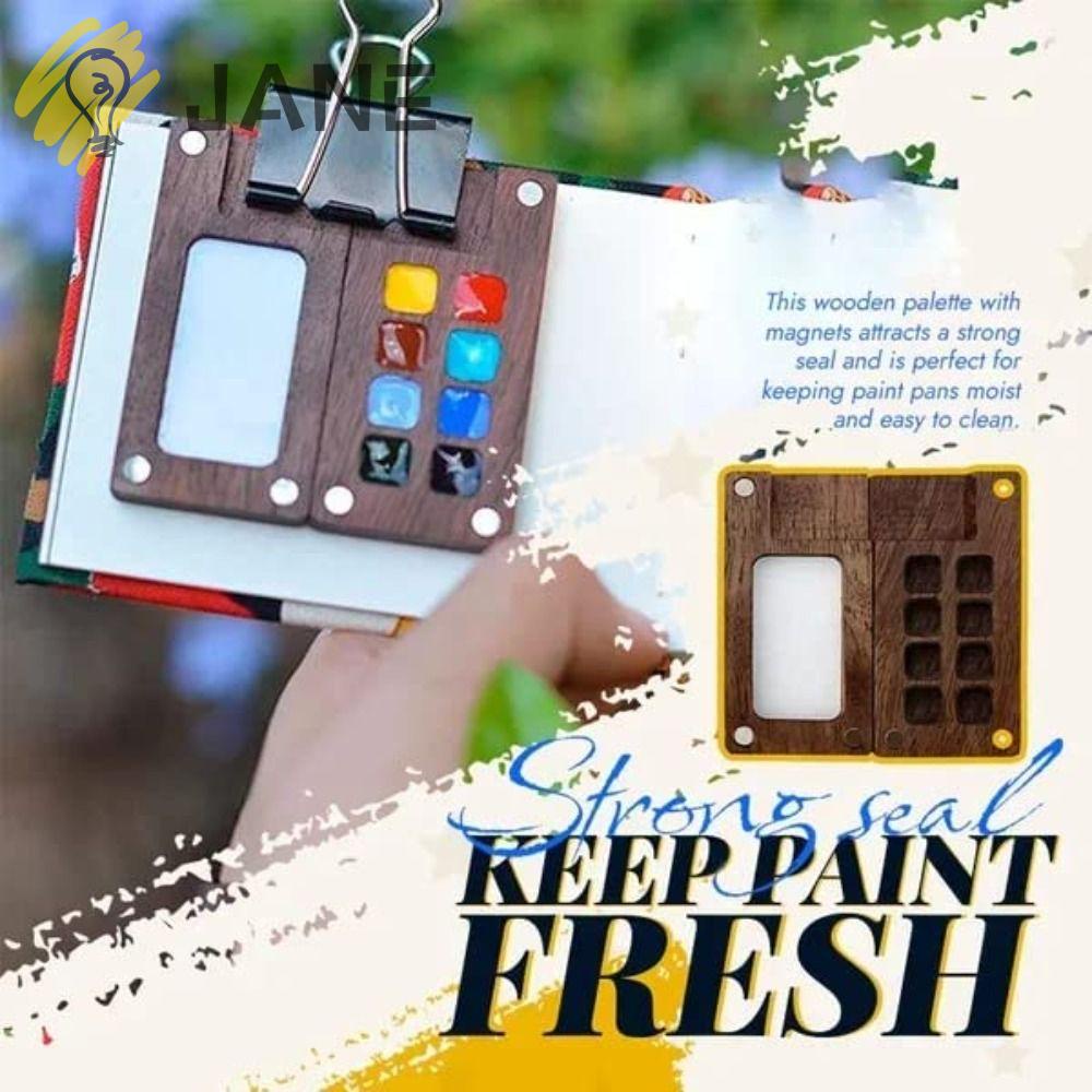 JANE Khay Đựng Màu Vẽ Tranh Màu Đen Handmade Di Động Tiện Dụng Mang Theo Du Lịch Cho Nam Và Nữ