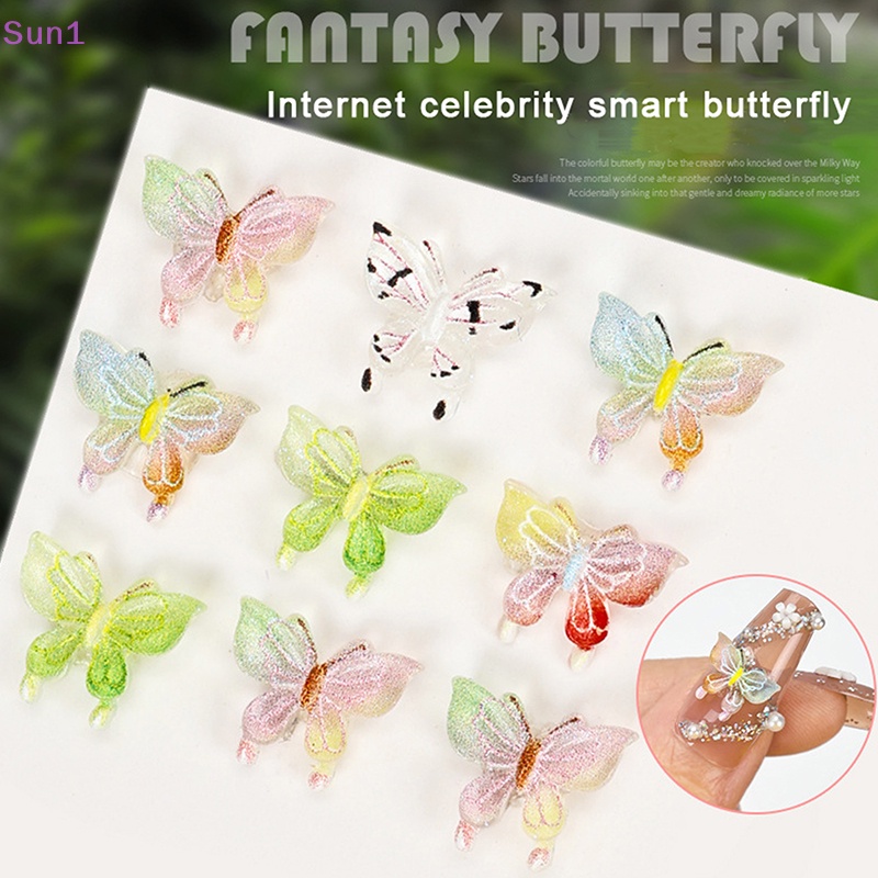 Set 20 Phụ Kiện Trang Trí Móng Tay Hình Bướm 3D DIY Độc Đáo