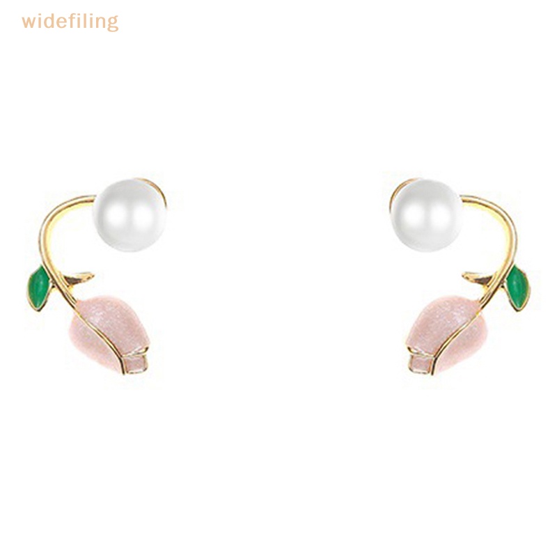 1 Cặp Bông Tai Hình Hoa Tulip Đính Ngọc Trai Trắng Tinh Tế Ngọt Ngào Cho Nữ