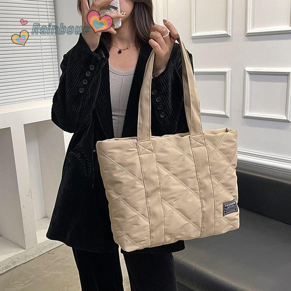 RAINBOW Túi Xách Cotton Nylon Sức Chứa Lớn Màu Trơn Thời Trang Cho Nữ