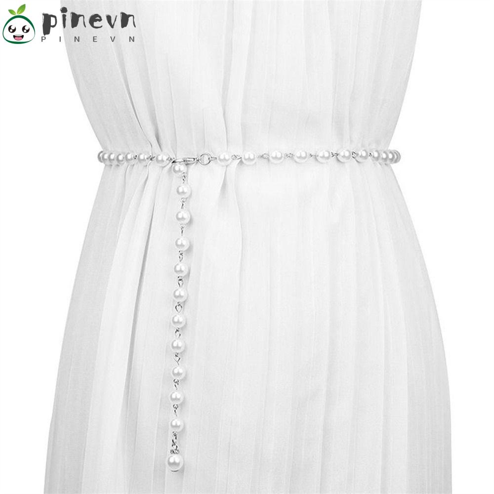 PINEVN Thắt Lưng Dây Xích Màu Trắng Dễ Phối Đồ Thời Trang Cho Nữ