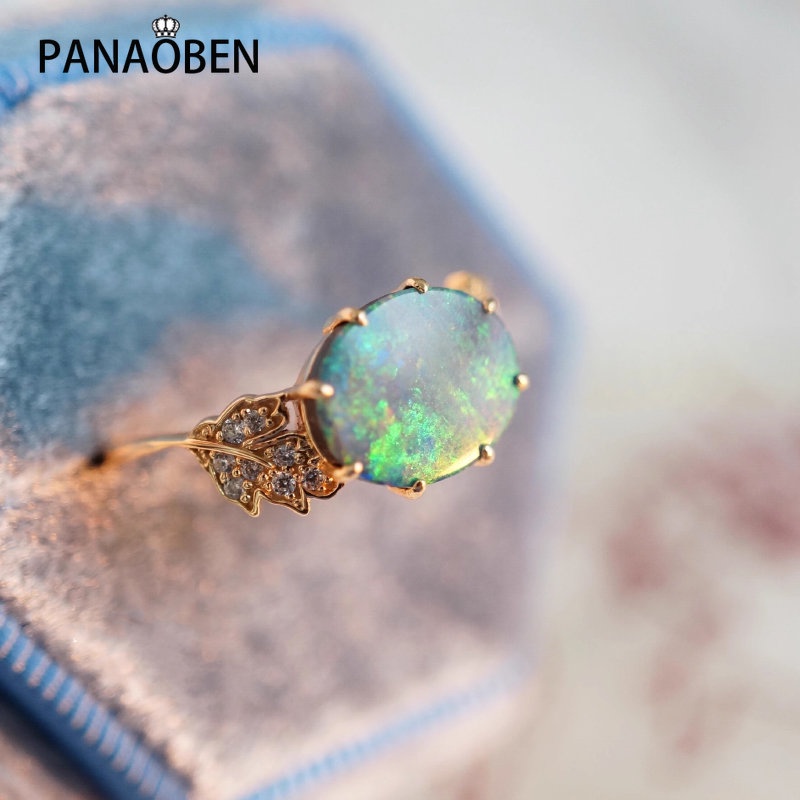 ♥ Nhẫn Mạ Bạc 925 Đính Đá Opal Nhiều Màu Phong Cách Cổ Điển Lãng Mạn Cho Nữ