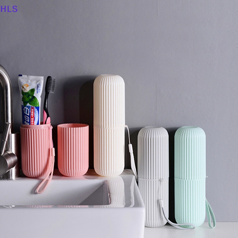 Bộ Cốc Đánh Răng / Cốc Đánh Răng Kẻ Sọc Dọc Kèm Dây Đeo Tiện Dụng Mang Theo Du Lịch