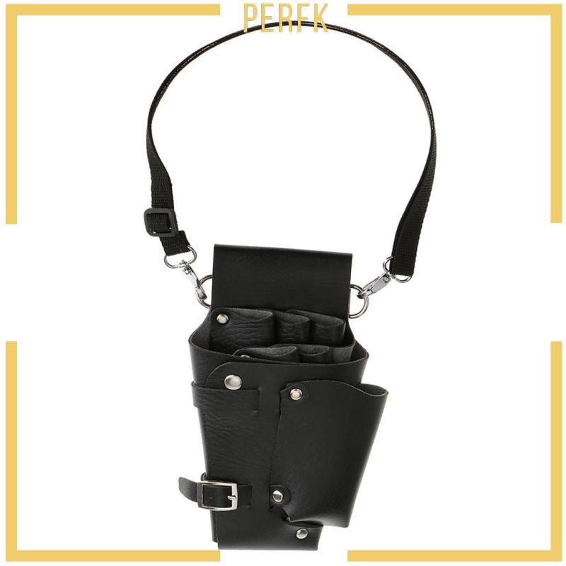 Túi Da PU Mềm Đeo Hông Đựng Kéo Cắt Tóc Màu Đen Chống Mài Mòn