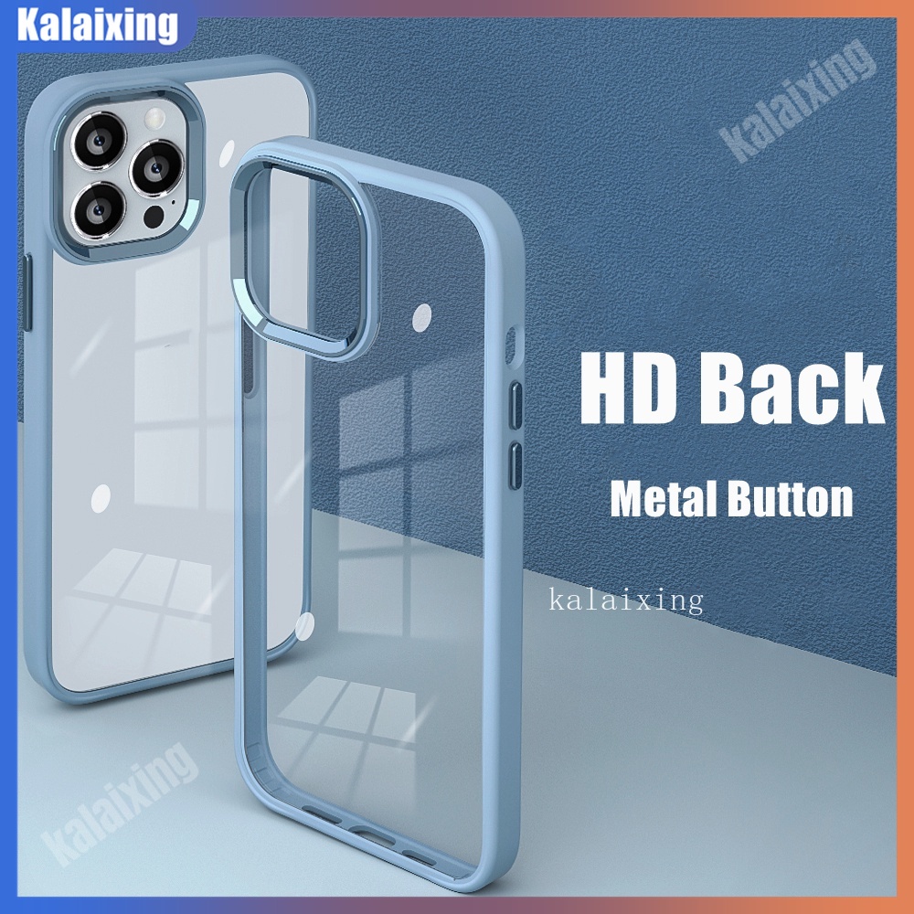 Ốp Điện Thoại Cứng Trong Suốt Viền Kim Loại Cho iPhone 14Pro Max13 Pro Max 12 13 Mini 12Pro Max