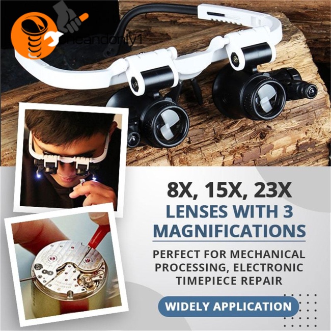 Kính Lúp Phóng Đại 8x 15x 23x Có Đèn Led Chuyên Dụng Sửa Chữa Đồng Hồ Điện Tử
