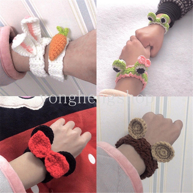 Vòng Đeo Tay Đan Len Thủ Công Hình Tai Thỏ / Gấu Hoạt Hình Dễ Thương Sáng Tạo Cho Cặp Đôi / Bạn Bè