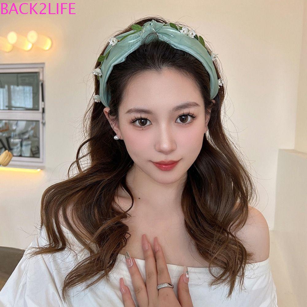 BACK2LIFE Băng Đô Cài Tóc Bản Rộng Đính Hoa Đơn Giản Cá Tính Cho Nữ