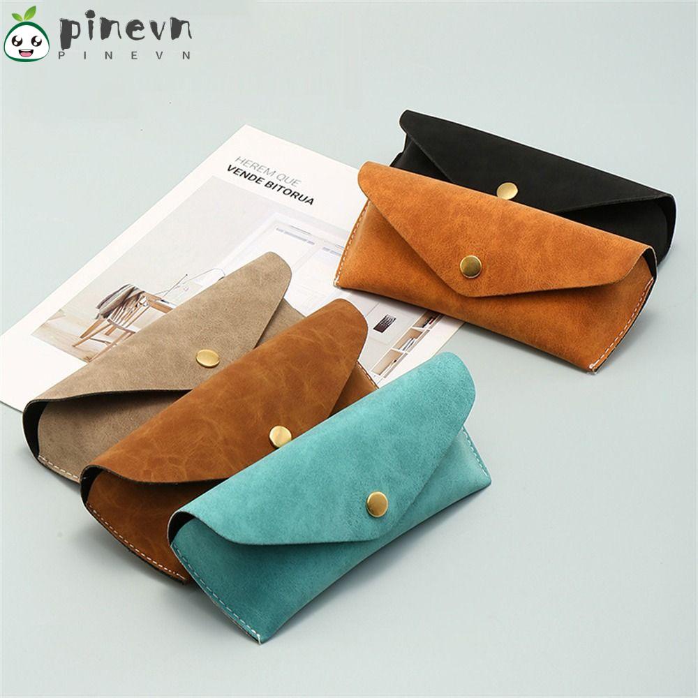PINEVN Hộp Đựng Mắt Kính Bằng Da Mềm Màu Trơn Có Thể Gấp Lại Dành Cho Nam Nữ