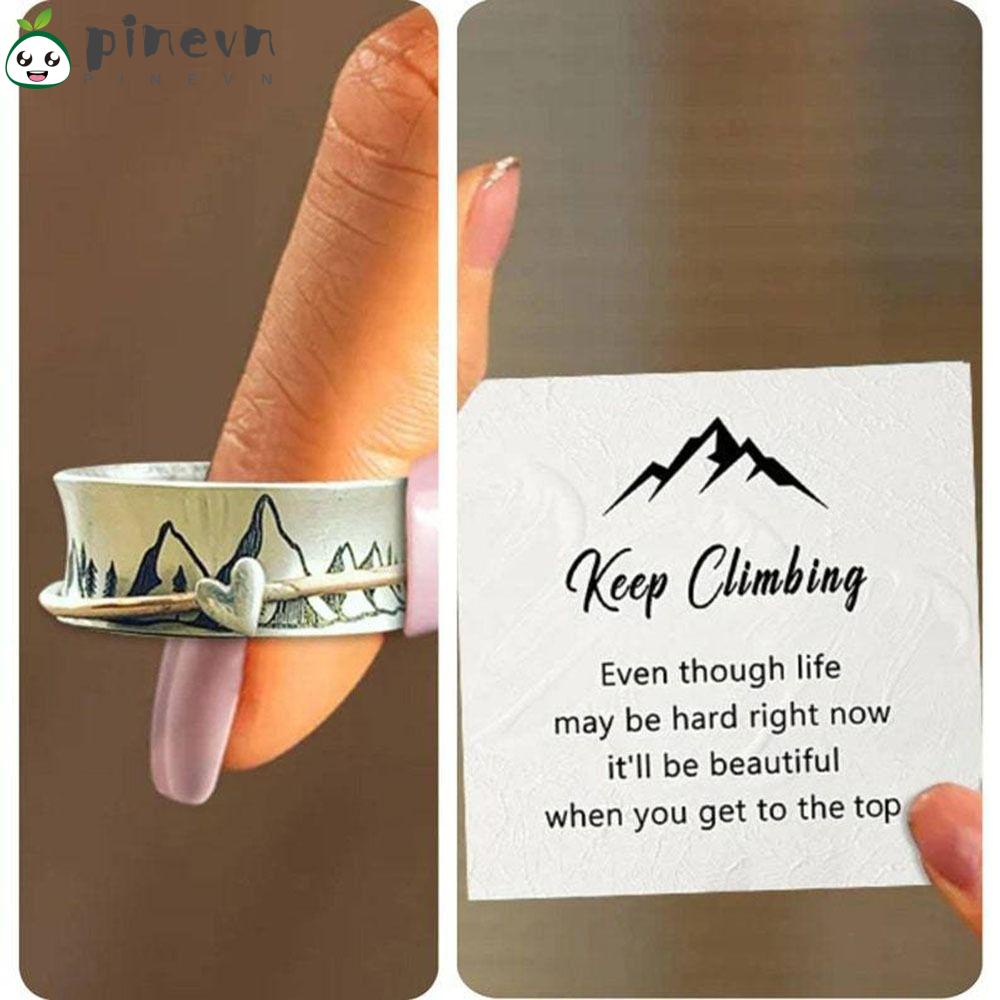 PINEVN Nhẫn Bạc Họa Tiết Ngọn Núi Cá Tính Phong Cách Vintage Mới