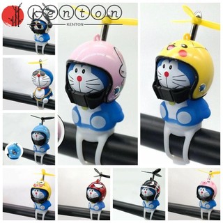 Mô hình đồ chơi mèo máy Doraemon đội nón bảo hiểm xinh xắn dùng trang trí ghi đông xe đạp