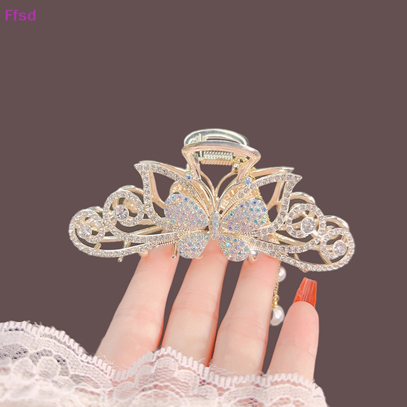 {Ffsd} Kẹp Tóc Dạng Hạt Kim Cương Hình Bướm Rỗng Cao Cấp Thời Trang * Hàng Bán Chạy