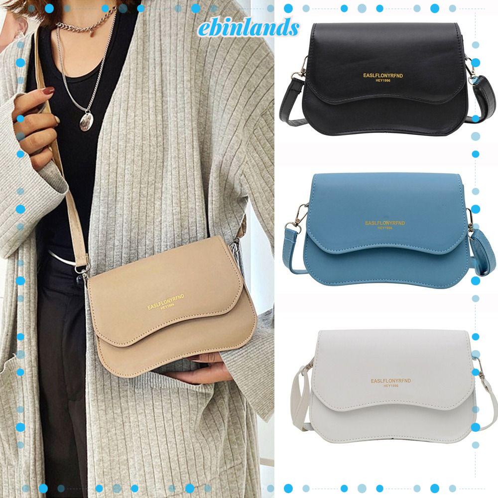 EBINLANDS Túi Đeo Chéo Vai Bằng Da PU Cao Cấp Màu Trơn