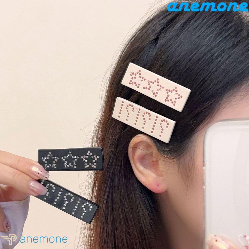 ANEMONE Kẹp Tóc Dáng Dài Trong Suốt Đính Đá Chữ Phong Cách Hàn Quốc