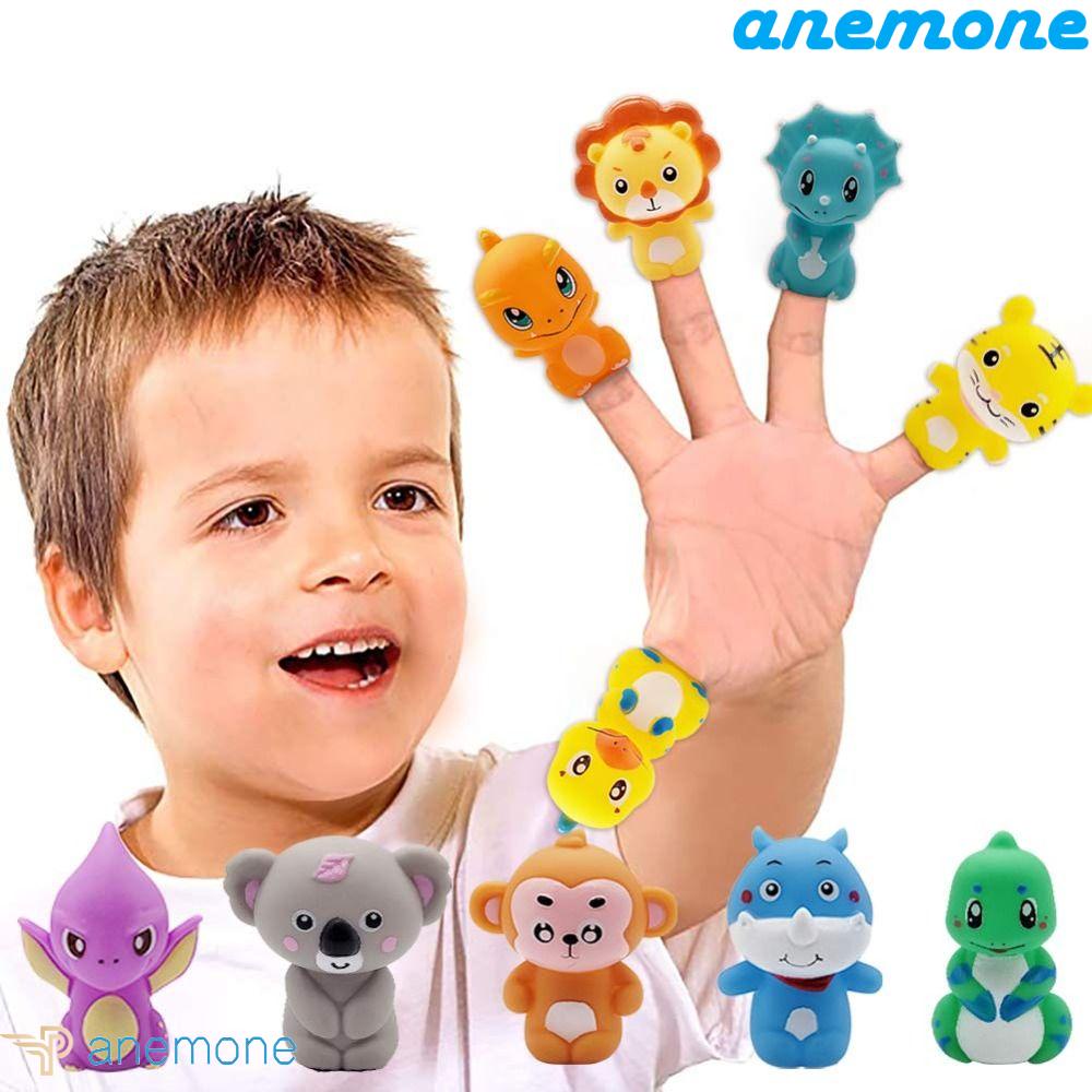 ANEMONE Rối Ngón Tay Hình Khủng Long Bằng Cao Su Mềm Dành Cho Trẻ Em