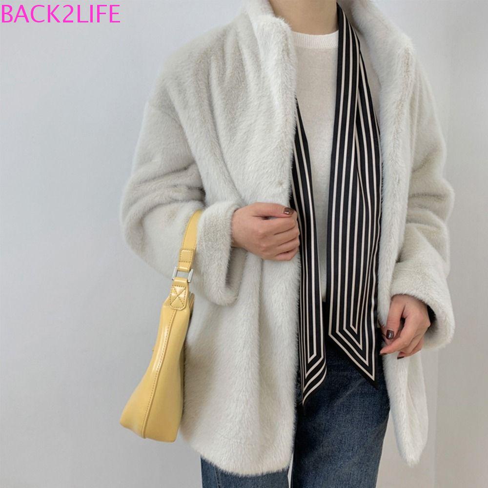 BACK2LIFE Khăn Choàng Cổ Dài Bằng Lụa In Họa Tiết Đơn Giản Phong Cách Pháp Cổ Điển Thời Trang Cho Nữ