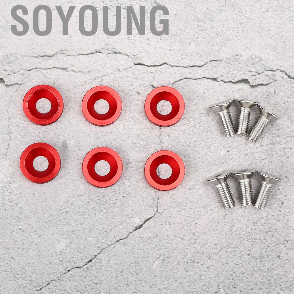 Soyoung 6pcs M8 Decorative Red Washers Screws Universal for Automobile Car  Bumper Engine Cover Auto Accessories