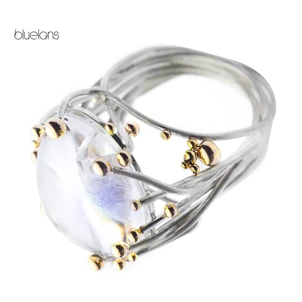 Nhẫn Đính Hôn Đính Đá Topaz Nhân Tạo Màu Sắc Đôi Phong Cách Vintage Dành Cho Nữ