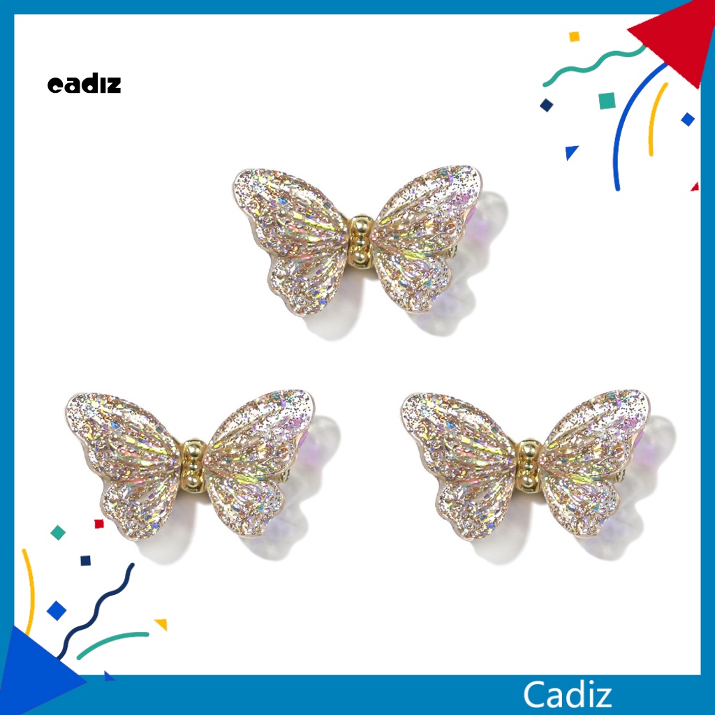 Bộ 3 Phụ Kiện Trang Trí Móng Tay Hình Bươm Bướm Xinh Xắn Chống Thấm Nước