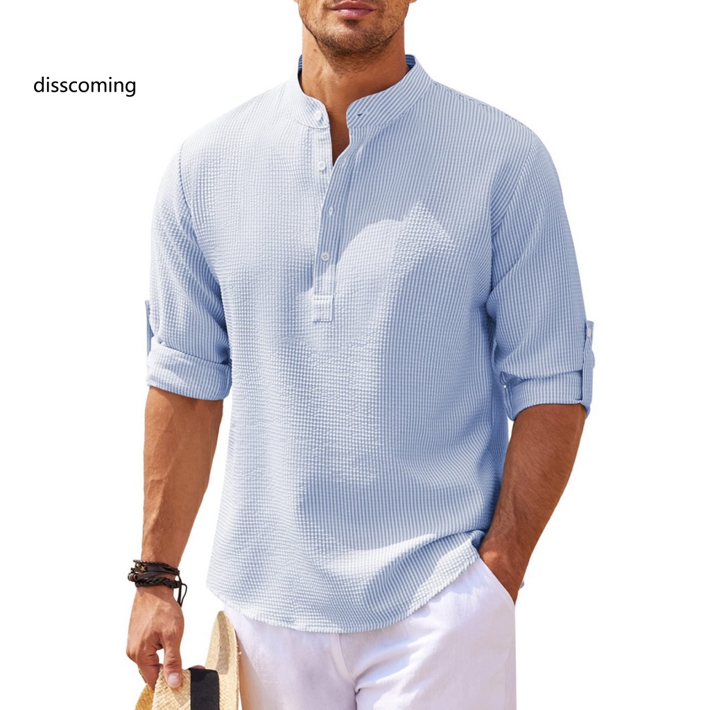 Áo Thun SL SL SL SL Thiết Kế Trẻ Trung Năng Động| Áo Sơ Mi Nam Dài Tay Cổ Đứng Cài Nút Cỡ Lớn Mềm Mại Hợp Thời Trang Xuân Hè