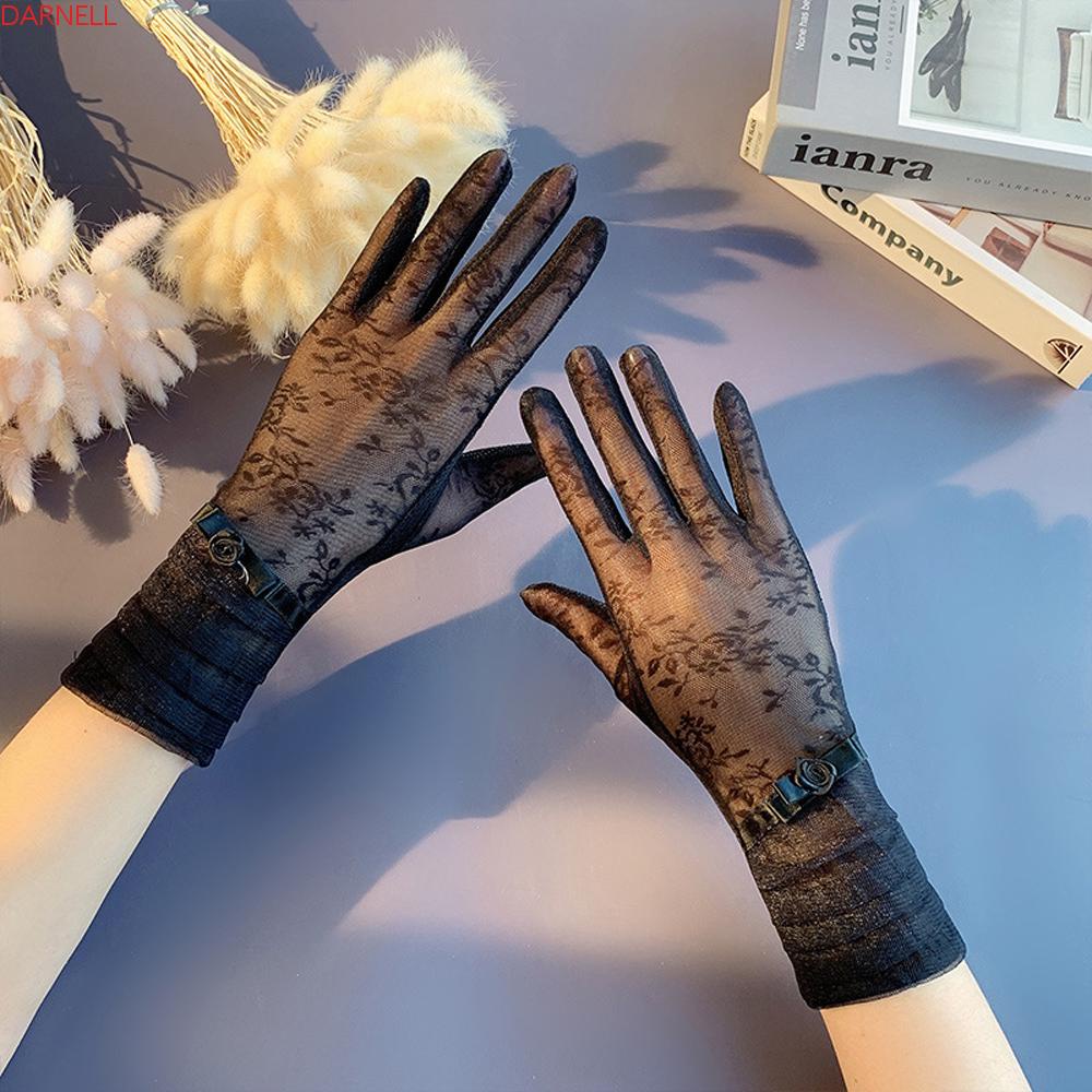 DARNELL Găng Tay Lái Xe Năm Ngón Thoáng Khí Chống Tia UV Cho Nữ