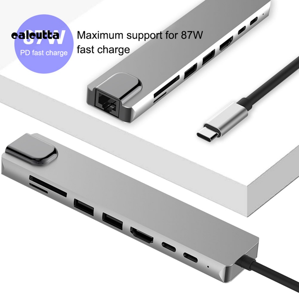 Bộ Chia Type-C USB 30 HDMI RJ45 PD Đa Năng 8 Trong 1 Cho Macbook