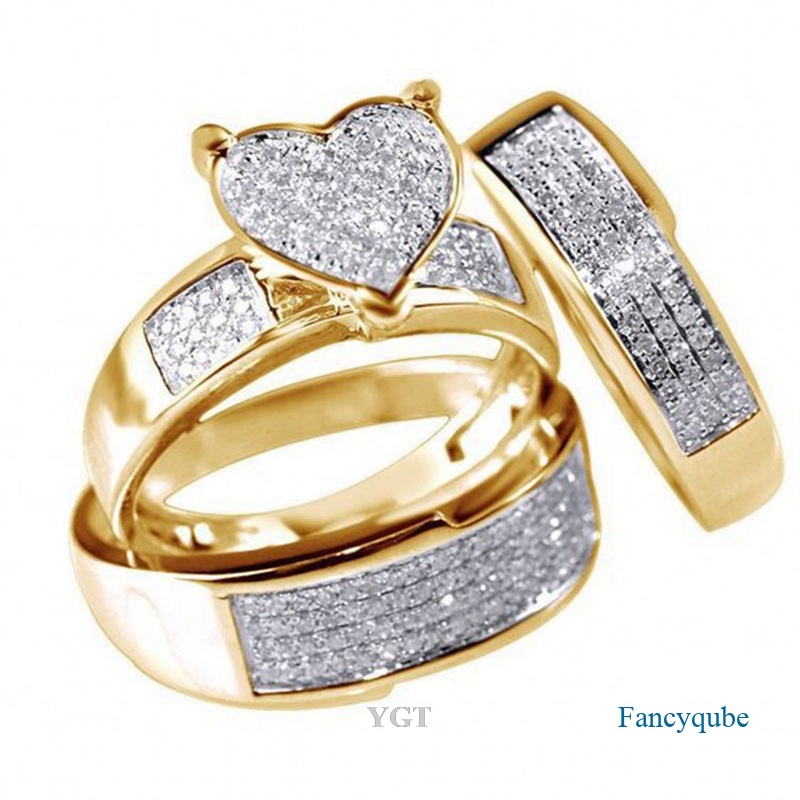 Ygt Set 3 Nhẫn Bạc 925 Đính Đá Sapphire Trắng Hình Trái Tim Siêu Đẹp Tinh Tế Cho Nữ