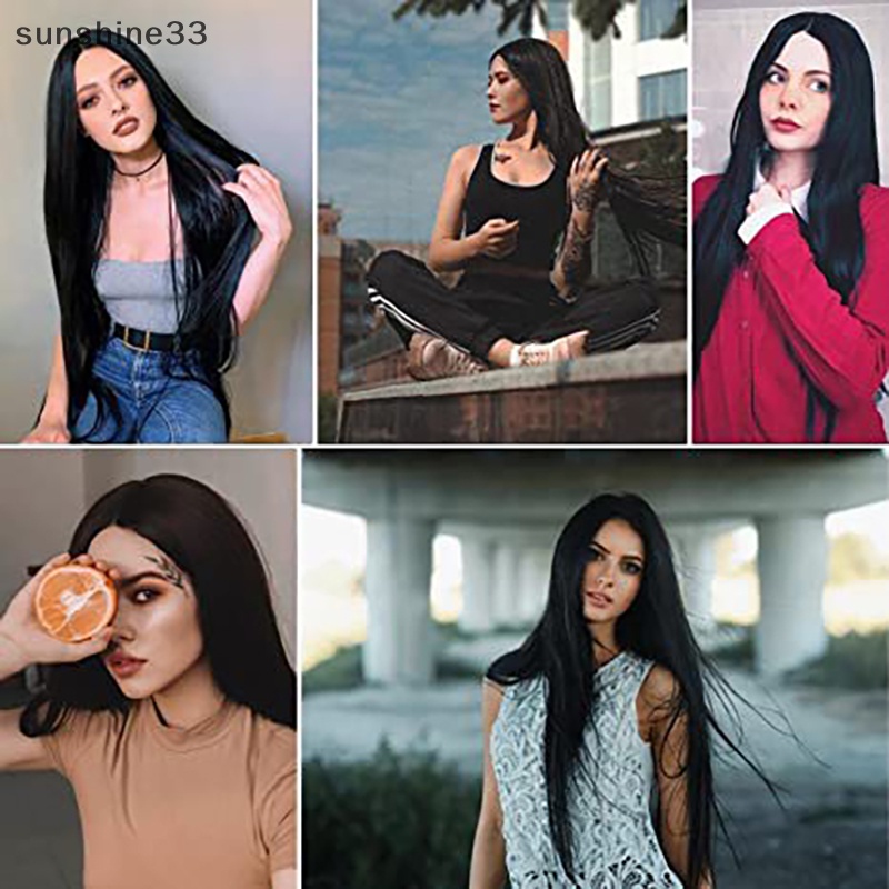 Bộ Tóc Giả Dài 70cm Màu Đen Dùng Hóa Trang Halloween Cho Nữ