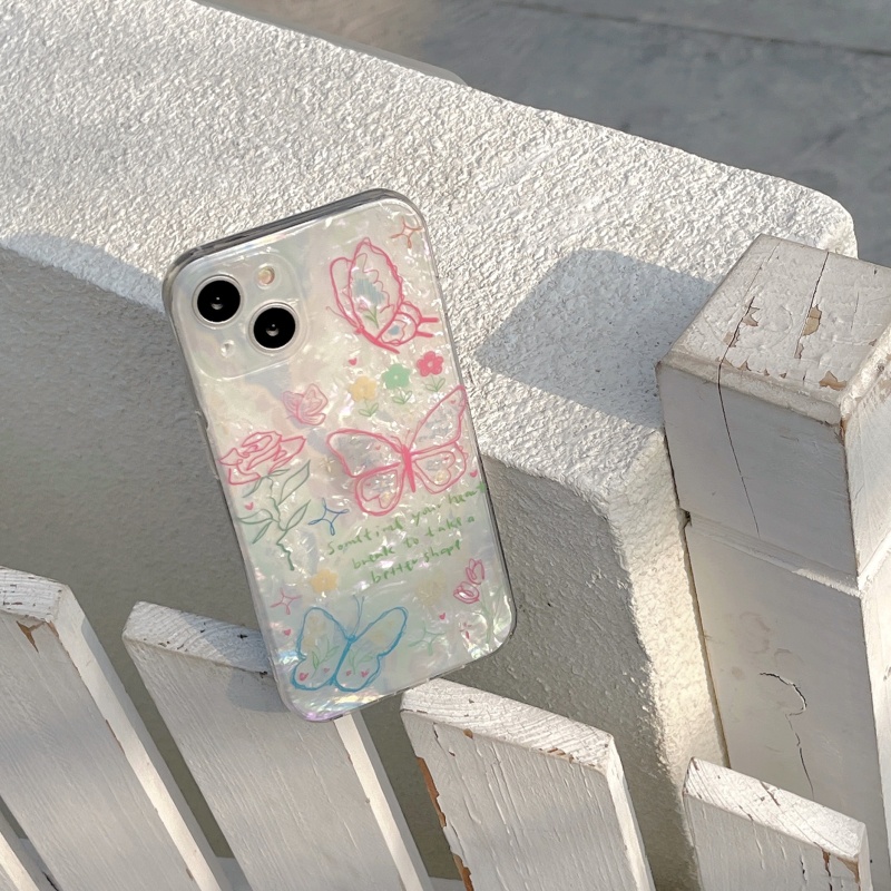 Ốp Điện Thoại Mềm Chống Sốc Hai Lớp Họa Tiết Hoa Bướm Cho iPhone 14 13 12 11 Pro Max 14 Plus