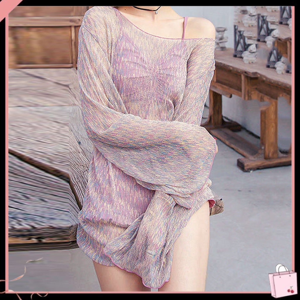 Bộ Đồ Bơi 3 Món Màu Trơn Hai Dây Thời Trang Đi Biển Cho Nữ