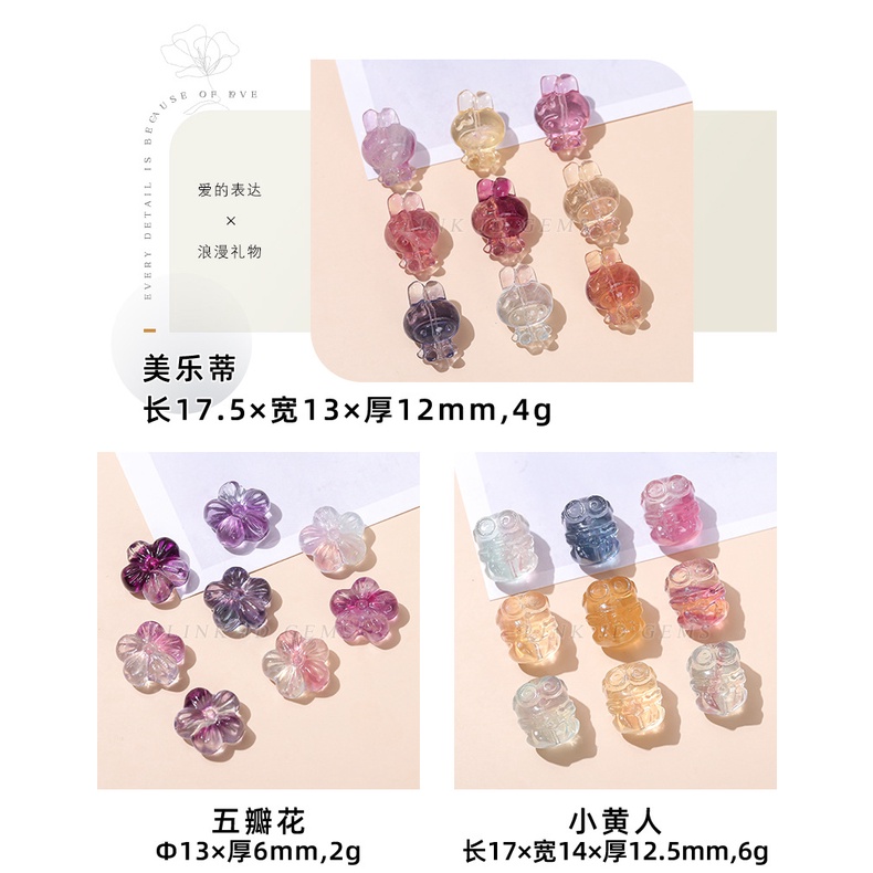 Mặt Dây Chuyền Pha Lê Fluorite Tự Nhiên Hình Chân Mèo Nhiều Màu Phong Cách Hàn Quốc