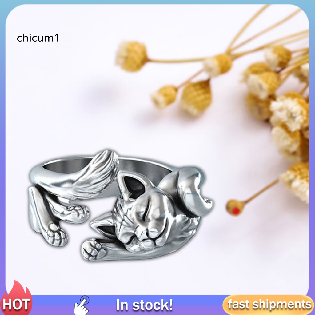 Nhẫn Hở Hình Mèo Dễ Thương Có Thể Điều Chỉnh Kích Cỡ